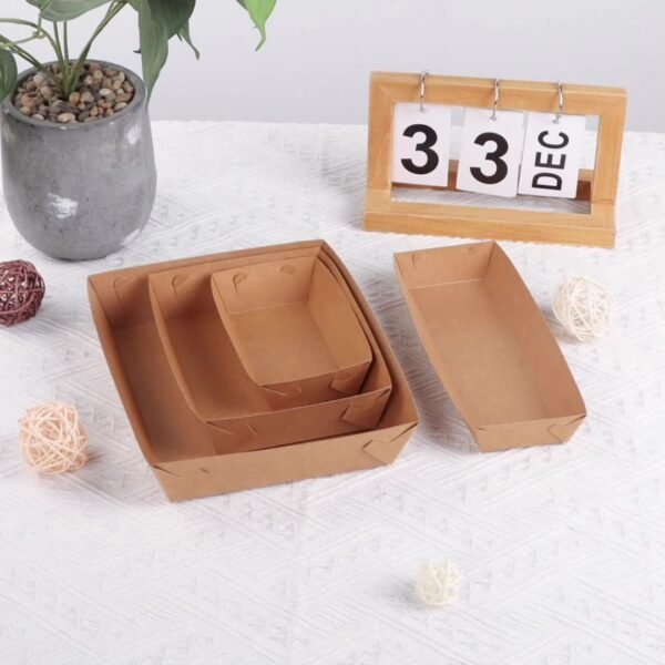 Disposable Kraft Paper Boat Tray with Oil-Proof Lining Supplier