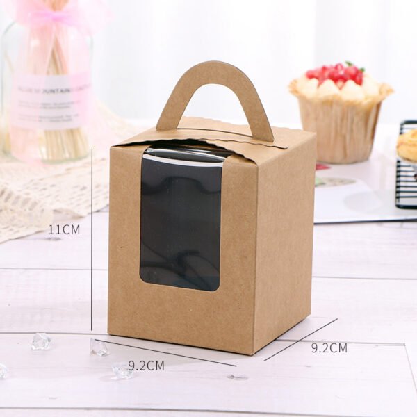 Single Cupcake Carrier Box with Clear Window – 9.2 x 9.2 x 11 cm Paper Dessert Box with Handle for Muffins