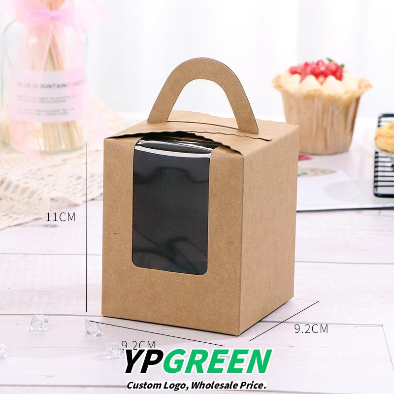 Single Cupcake Carrier Box with Clear Window – 9.2 x 9.2 x 11 cm Paper Dessert Box with Handle for Muffins