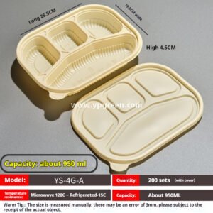Compostable Cornstarch Meal Box – 3/4/5/6 Compartments Disposable Lunch Containers