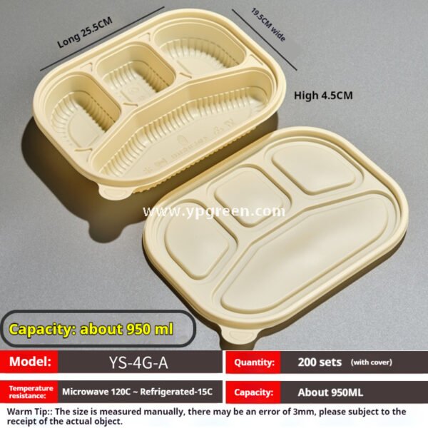 Compostable Cornstarch Meal Box – 3/4/5/6 Compartments Disposable Lunch Containers