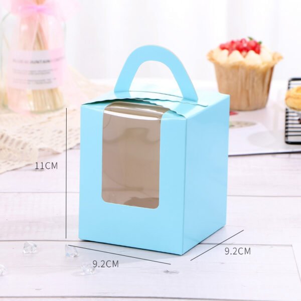 Single Cupcake Carrier Box with Clear Window – 9.2 x 9.2 x 11 cm Paper Dessert Box with Handle for Muffins
