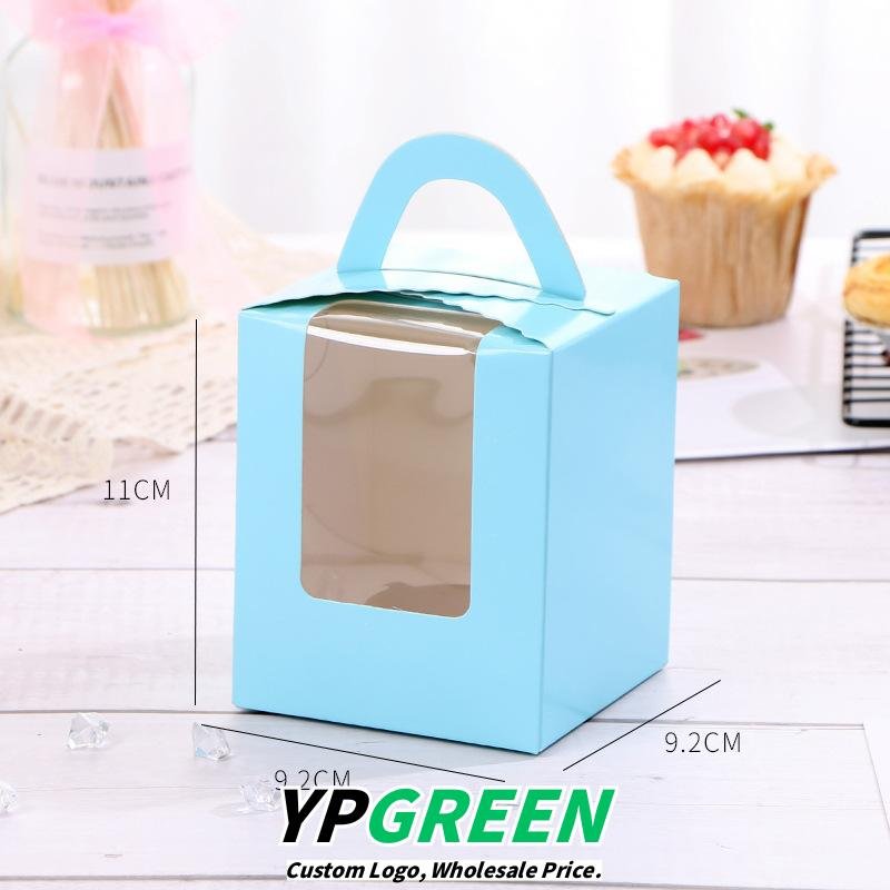 Single Cupcake Carrier Box with Clear Window – 9.2 x 9.2 x 11 cm Paper Dessert Box with Handle for Muffins