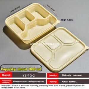 Compostable Cornstarch Meal Box – 3/4/5/6 Compartments Disposable Lunch Containers