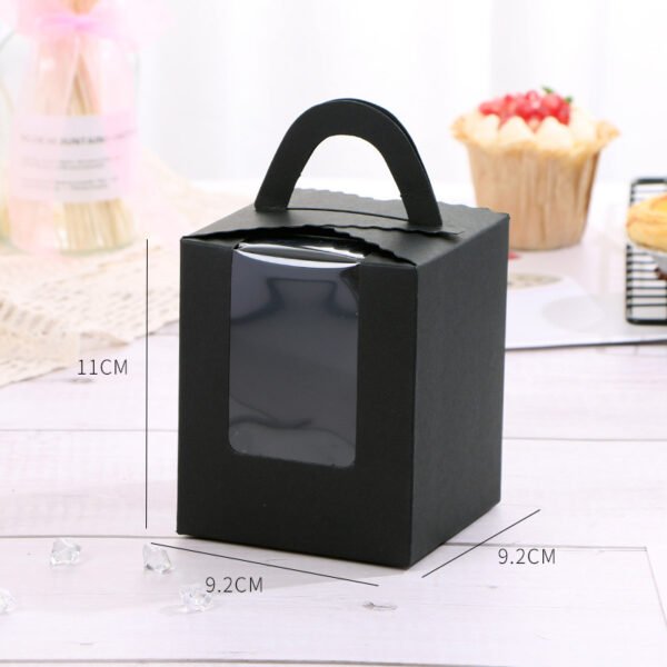 Single Cupcake Carrier Box with Clear Window – 9.2 x 9.2 x 11 cm Paper Dessert Box with Handle for Muffins