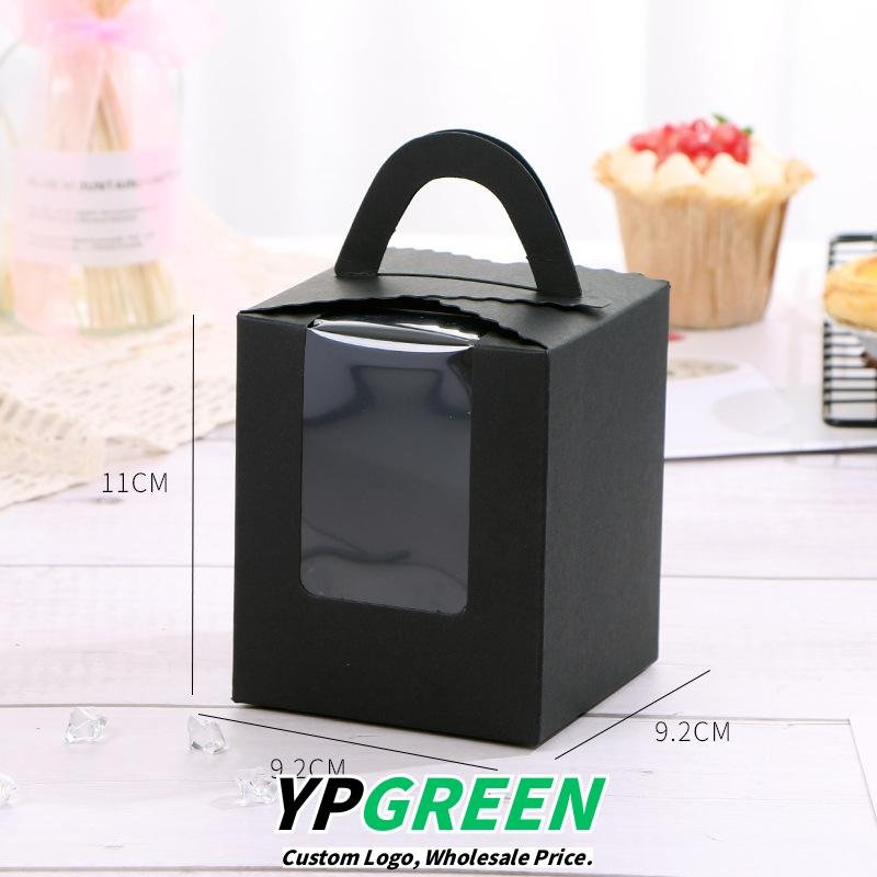 Single Cupcake Carrier Box with Clear Window – 9.2 x 9.2 x 11 cm Paper Dessert Box with Handle for Muffins