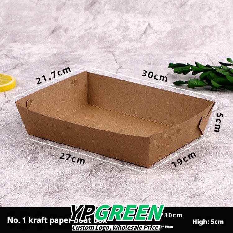 Disposable Kraft Paper Boat Tray with Oil-Proof Lining Supplier