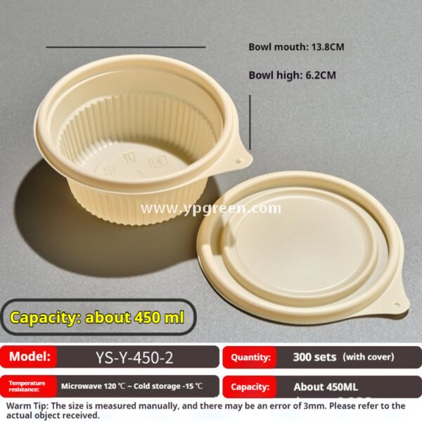 200-3000 ml Compostable Cornstarch Round Food Bowl – Disposable Eco-Friendly Takeout Container