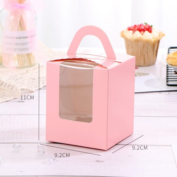 Single Cupcake Carrier Box with Clear Window – 9.2 x 9.2 x 11 cm Paper Dessert Box with Handle for Muffins