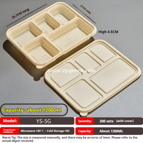 Compostable Cornstarch Meal Box – 3/4/5/6 Compartments Disposable Lunch Containers
