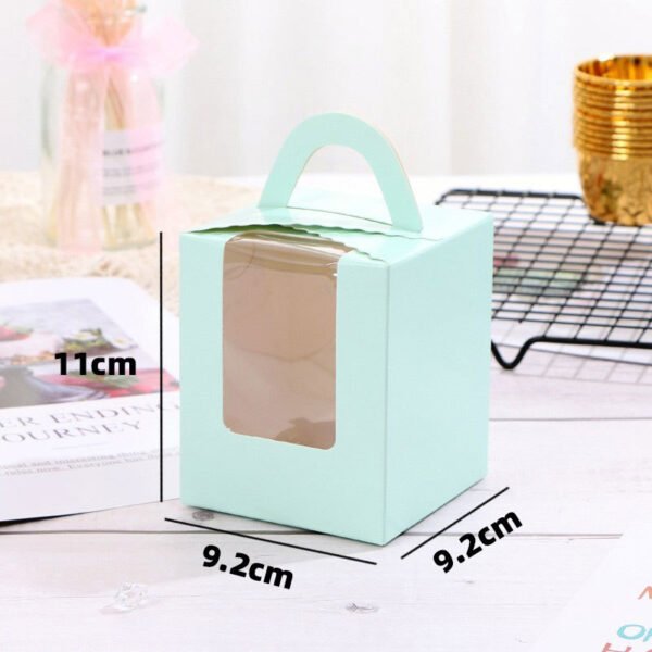 Single Cupcake Carrier Box with Clear Window – 9.2 x 9.2 x 11 cm Paper Dessert Box with Handle for Muffins