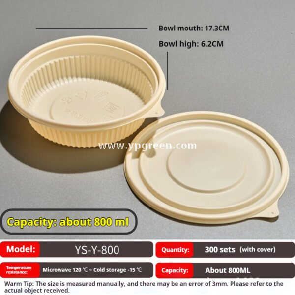 200-3000 ml Compostable Cornstarch Round Food Bowl – Disposable Eco-Friendly Takeout Container