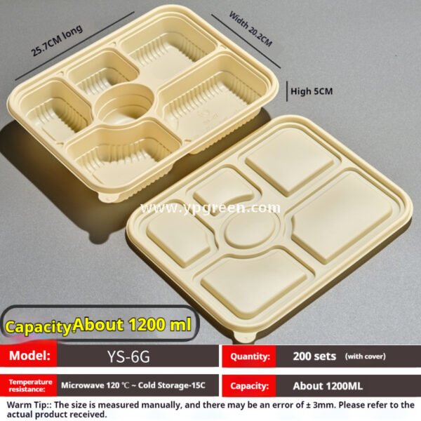 Compostable Cornstarch Meal Box – 3/4/5/6 Compartments Disposable Lunch Containers