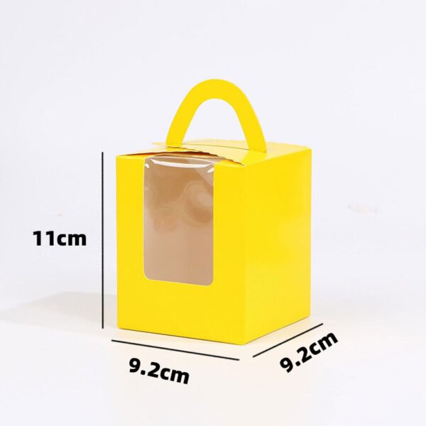 Single Cupcake Carrier Box with Clear Window – 9.2 x 9.2 x 11 cm Paper Dessert Box with Handle for Muffins