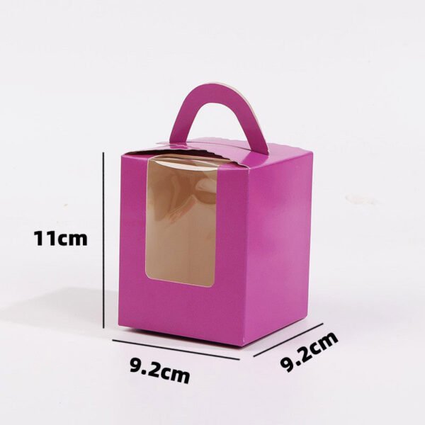 Single Cupcake Carrier Box with Clear Window – 9.2 x 9.2 x 11 cm Paper Dessert Box with Handle for Muffins