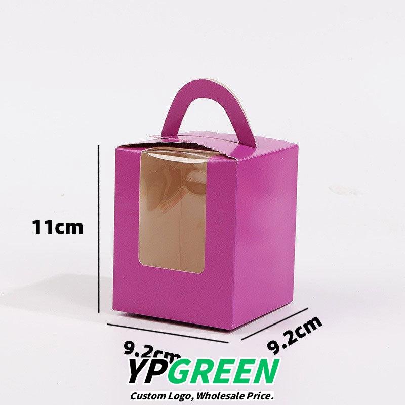 Single Purple Cupcake Box with Clear Window & Handle – 9.2 x 9.2 x 11 cm Dessert Packaging for Bakery & Takeaway