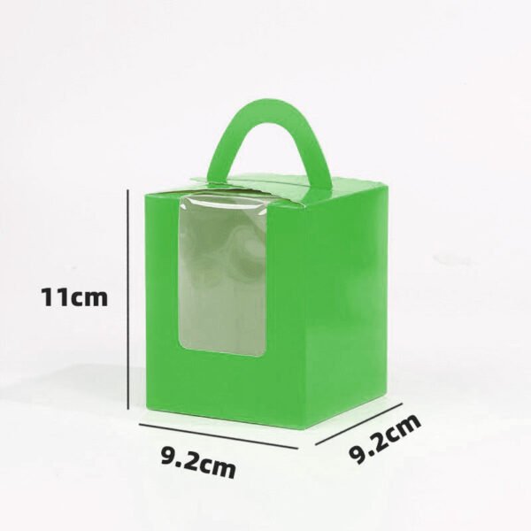 Single Cupcake Carrier Box with Clear Window – 9.2 x 9.2 x 11 cm Paper Dessert Box with Handle for Muffins