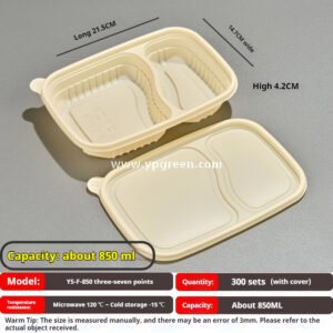 Compostable Cornstarch Meal Box – 3/4/5/6 Compartments Disposable Lunch Containers