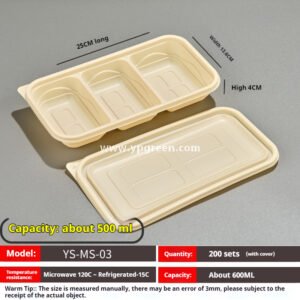 Compostable Cornstarch Meal Box – 3/4/5/6 Compartments Disposable Lunch Containers