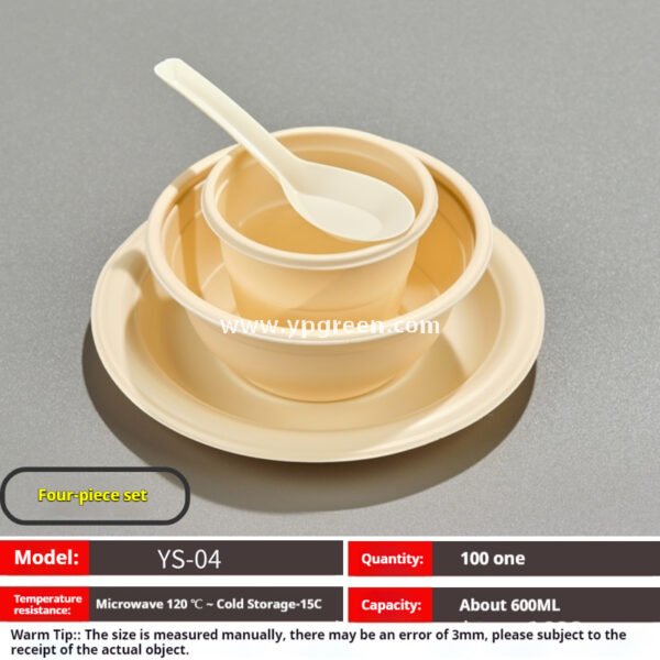 200-3000 ml Compostable Cornstarch Round Food Bowl – Disposable Eco-Friendly Takeout Container