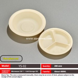 200-3000 ml Compostable Cornstarch Round Food Bowl – Disposable Eco-Friendly Takeout Container