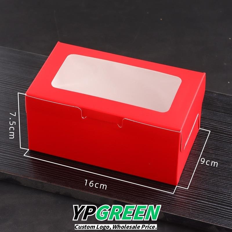 2 slot red cupcake packaging box – 16x9x7.5cm Windowed Paper Cupcake Packaging from Manufacturer