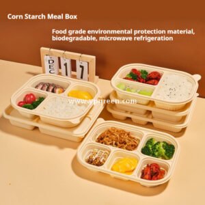 Compostable Cornstarch Meal Box – 3/4/5/6 Compartments Disposable Lunch Containers