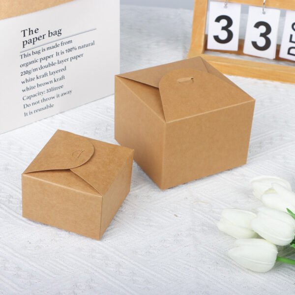 Square Kraft Paper Cake Box – Gift Packaging for Cookies, Egg Yolk Pastries, and Sweets