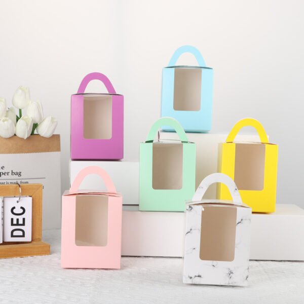 Single Cupcake Carrier Box with Clear Window – 9.2 x 9.2 x 11 cm Paper Dessert Box with Handle for Muffins