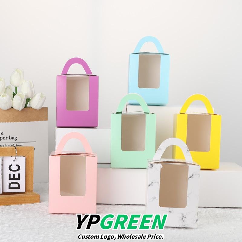 Single Cupcake Carrier Box with Clear Window – 9.2 x 9.2 x 11 cm Paper Dessert Box with Handle for Muffins