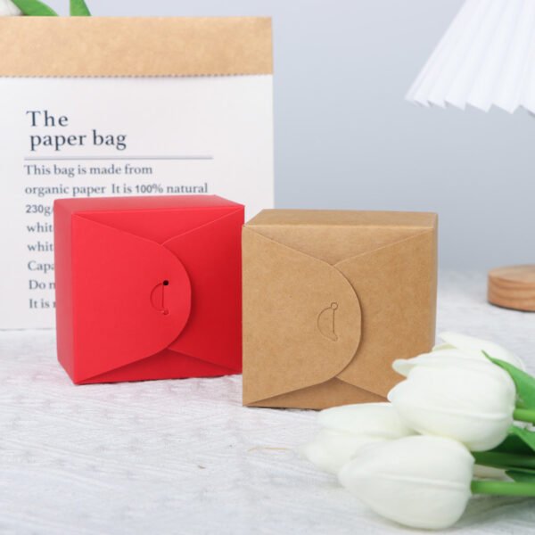Square Kraft Paper Cake Box – Gift Packaging for Cookies, Egg Yolk Pastries, and Sweets
