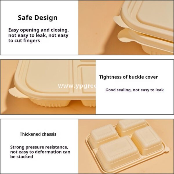 Compostable Cornstarch Meal Box – 3/4/5/6 Compartments Disposable Lunch Containers