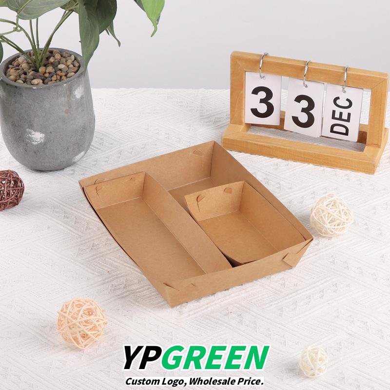 Disposable Kraft Paper Boat Tray with Oil-Proof Lining Supplier