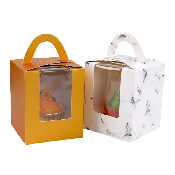 Single Cupcake Carrier Box with Clear Window – 9.2 x 9.2 x 11 cm Paper Dessert Box with Handle for Muffins
