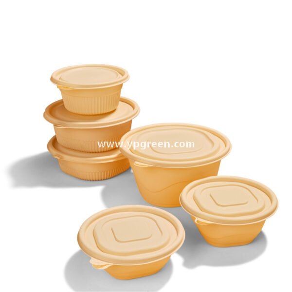 200-3000 ml Compostable Cornstarch Round Food Bowl – Disposable Eco-Friendly Takeout Container