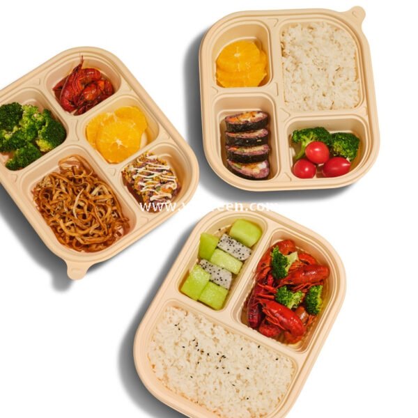 Compostable Cornstarch Meal Box – 3/4/5/6 Compartments Disposable Lunch Containers