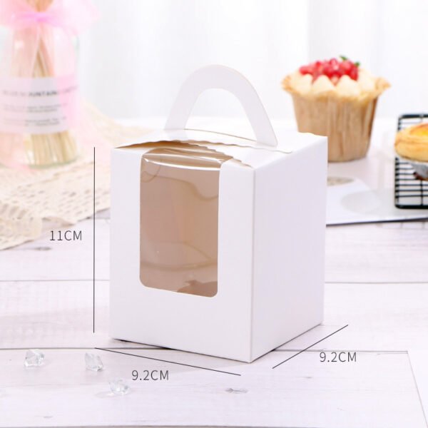 Single Cupcake Carrier Box with Clear Window – 9.2 x 9.2 x 11 cm Paper Dessert Box with Handle for Muffins