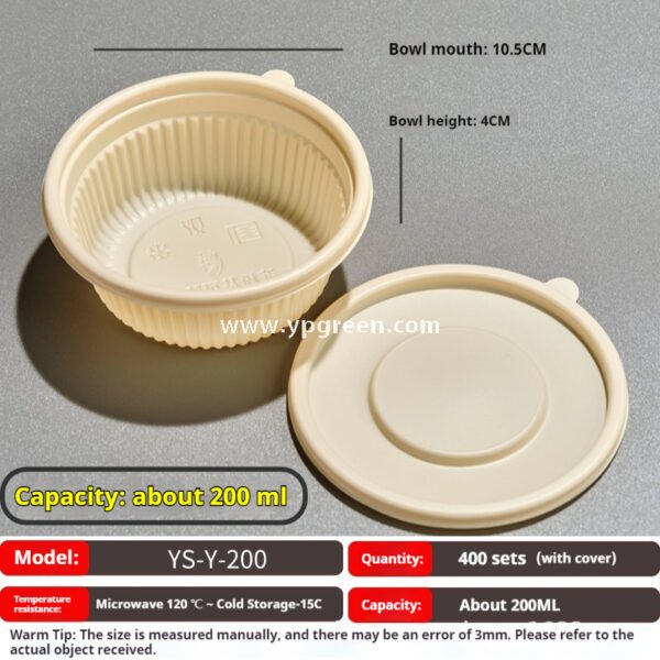 200-3000 ml Compostable Cornstarch Round Food Bowl – Disposable Eco-Friendly Takeout Container