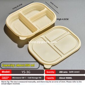 Compostable Cornstarch Meal Box – 3/4/5/6 Compartments Disposable Lunch Containers