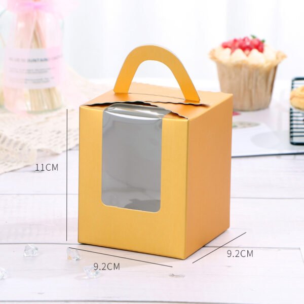 Single Cupcake Carrier Box with Clear Window – 9.2 x 9.2 x 11 cm Paper Dessert Box with Handle for Muffins