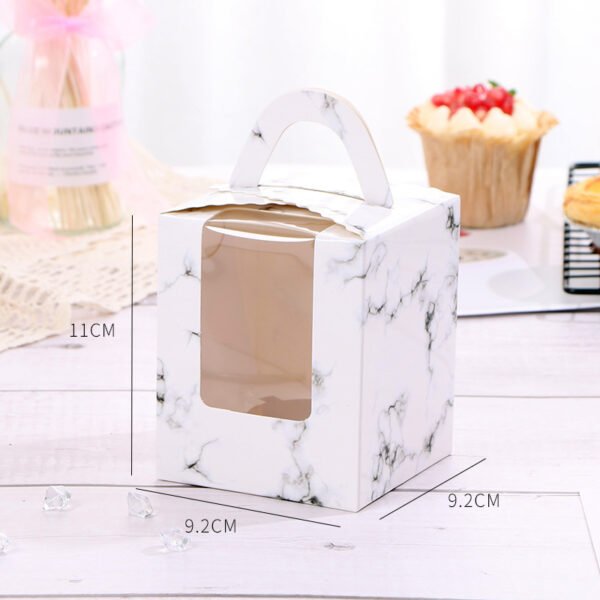 Single Cupcake Carrier Box with Clear Window – 9.2 x 9.2 x 11 cm Paper Dessert Box with Handle for Muffins