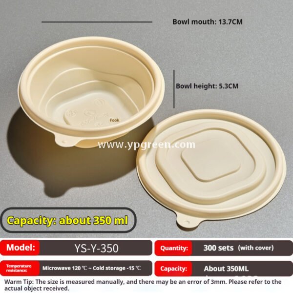 200-3000 ml Compostable Cornstarch Round Food Bowl – Disposable Eco-Friendly Takeout Container