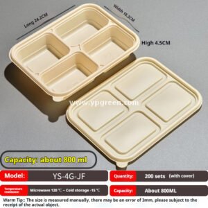 Compostable Cornstarch Meal Box – 3/4/5/6 Compartments Disposable Lunch Containers