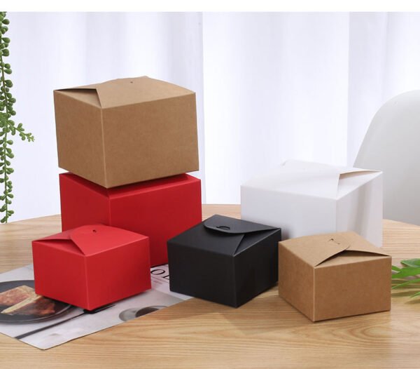 Square Kraft Paper Cake Box – Gift Packaging for Cookies, Egg Yolk Pastries, and Sweets