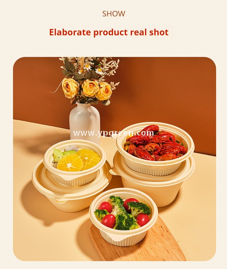 13.2×4.5 cm Compostable Cornstarch Round bowl 300ml degradable Takeout Container for Meals & Soups