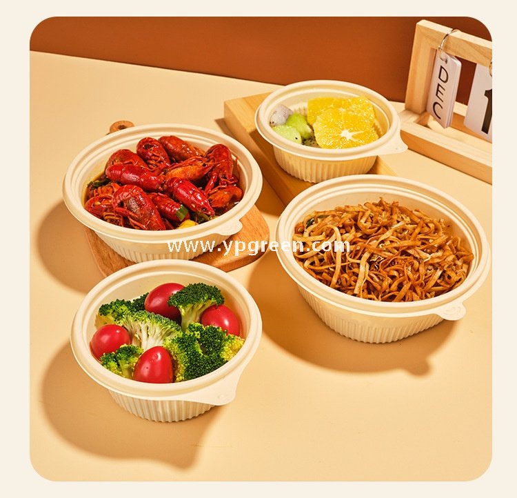 13.2×4.5 cm Compostable Cornstarch Round bowl 300ml degradable Takeout Container for Meals & Soups