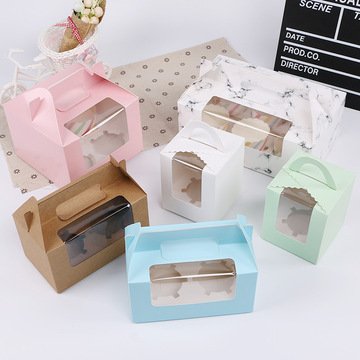 Single Dark Green Cupcake Box with Clear Window & Handle – 9.2 x 9.2 x 11 cm Dessert Packaging for Bakery & Takeaway