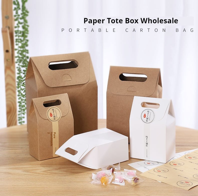 Bakery Paper Gift Box with Handle – Cookie & Nougat Packaging for Takeaway