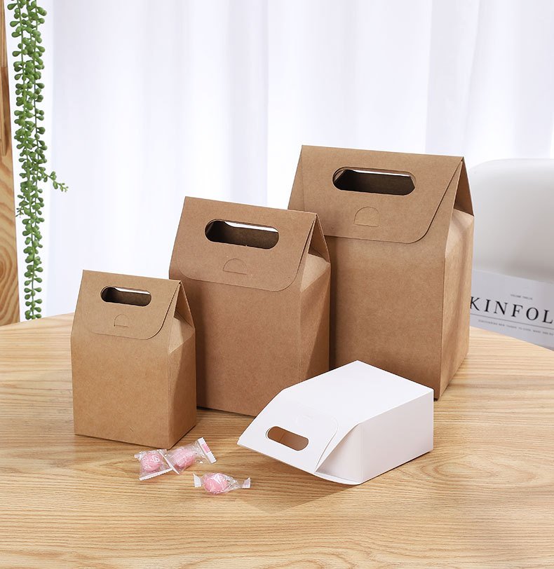 Bakery Paper Gift Box with Handle – Cookie & Nougat Packaging for Takeaway