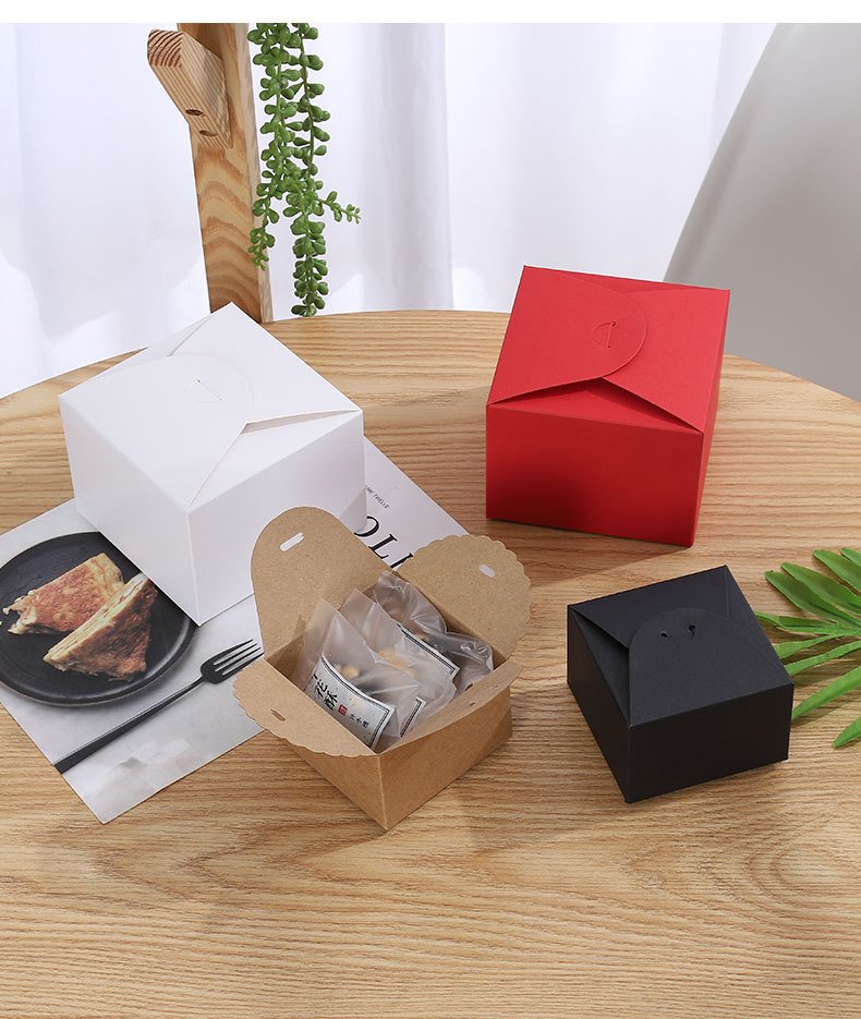 Large Square Red Cake Box – 12 x 12 x 9 cm Gift Packaging for Cookies, Egg Yolk Pastries, and Sweets